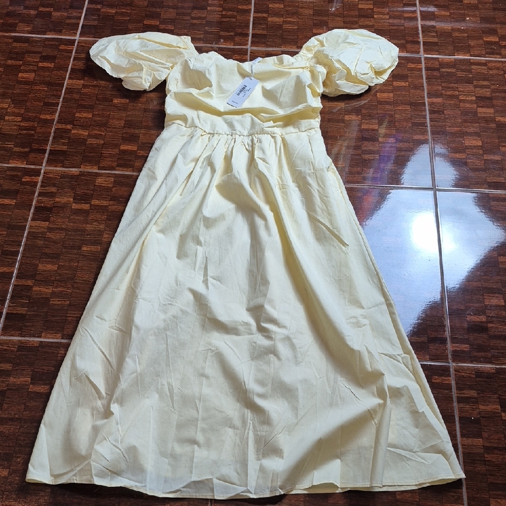 Petal & Pup Pale Yellow Puff Sleeve Girls' Dress